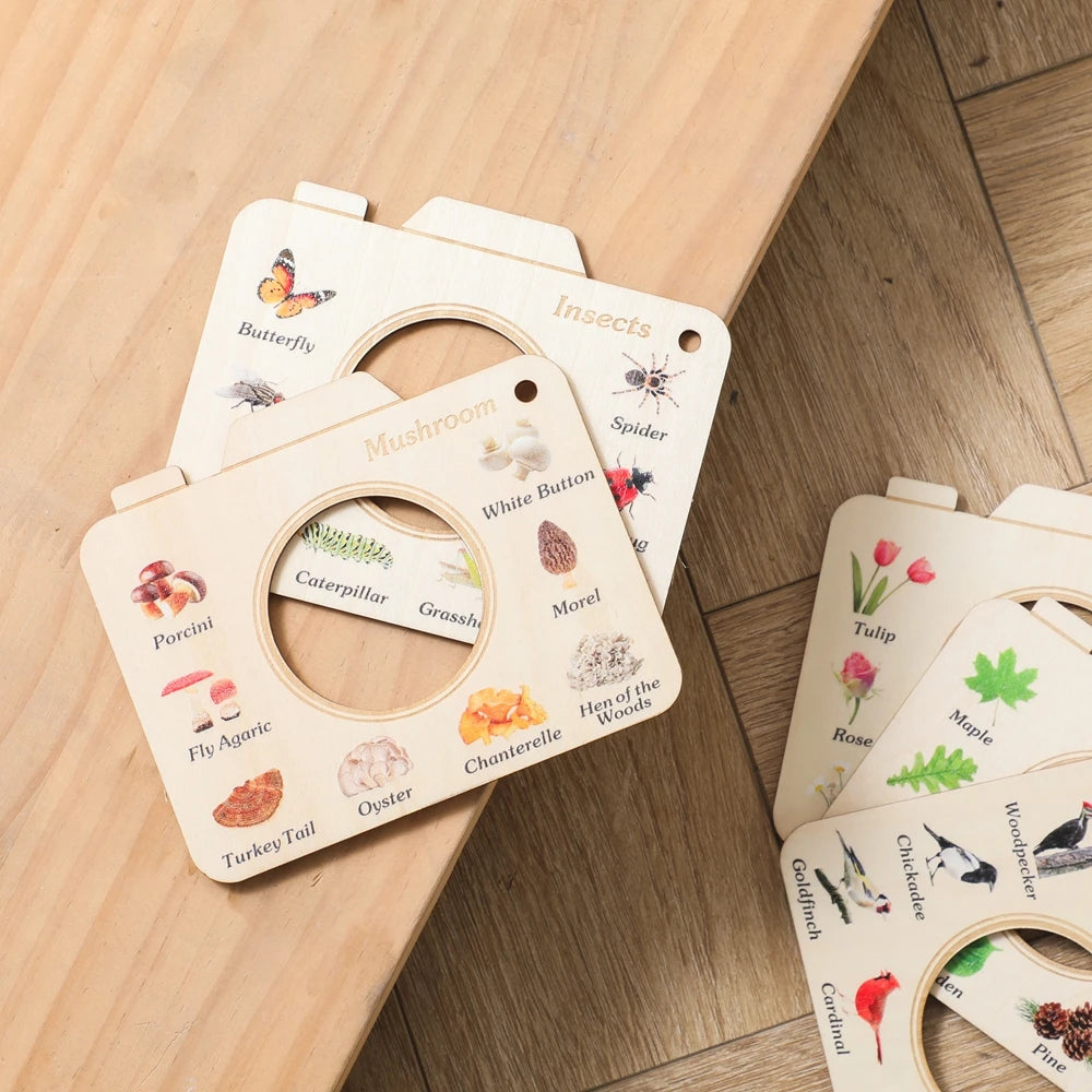 Livre en bois Montessori, jouets éducatifs, animaux d'extérieur, plantes, Puzzle cognitif, jouets pour enfants de 0 à 12 mois