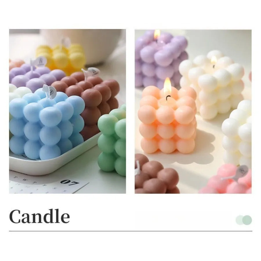 Bougie parfumée en forme de Cube à bulles, 1 pièce, faite à la main, pour aromathérapie, cire de soja, décoration de la maison, bougies pour fête d'anniversaire et de mariage