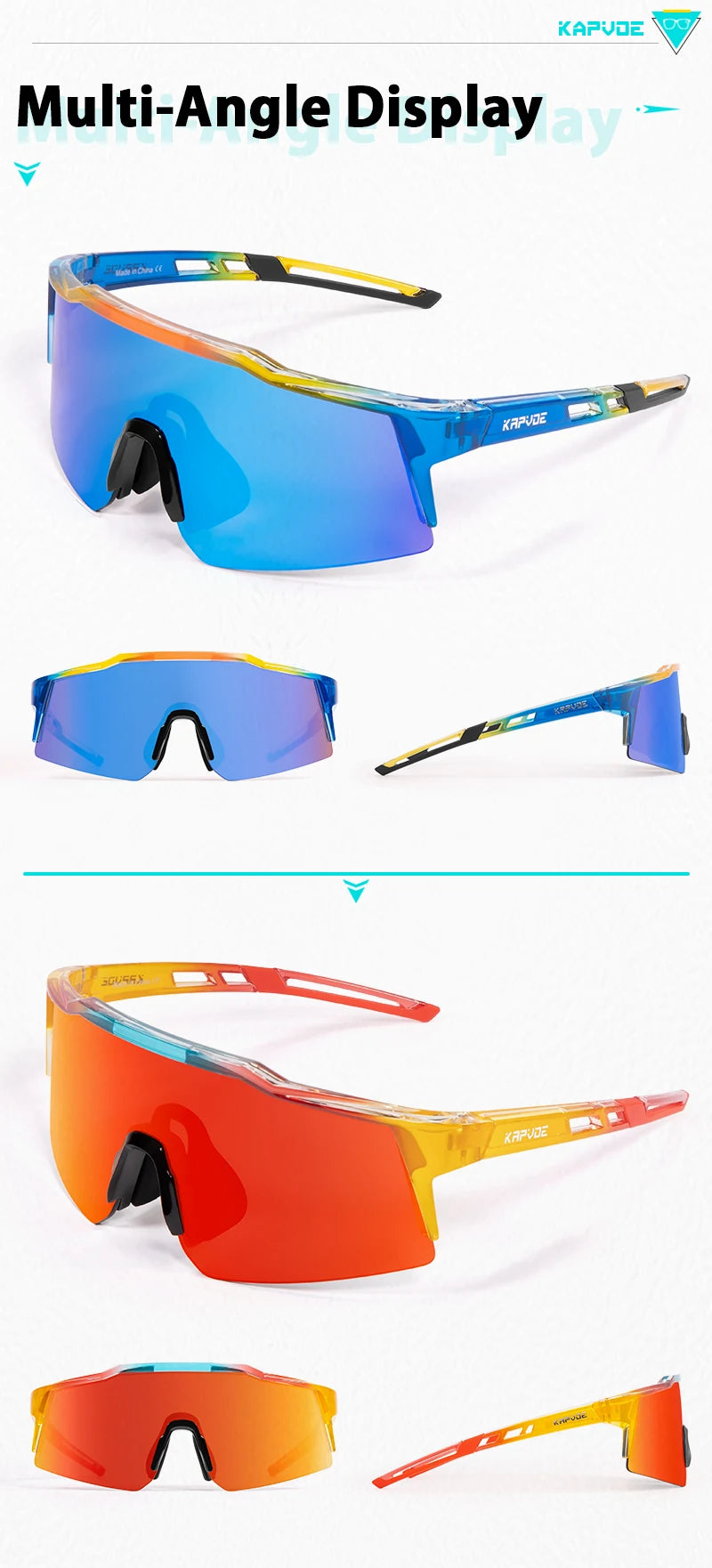 Kapvoe-Lunettes de soleil photochromiques pour enfants, lunettes de vélo de sport, lunettes de vélo d'extérieur pour garçons et filles, lunettes pour adolescents, UV400