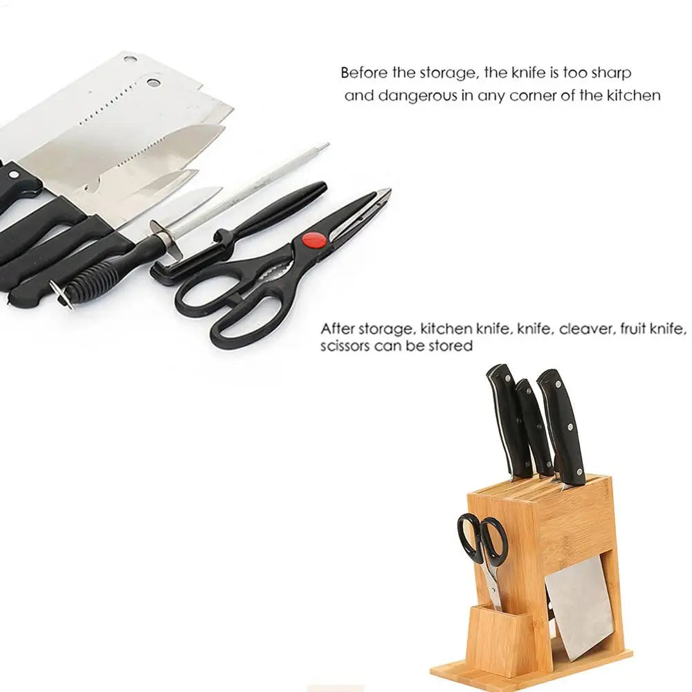 Support de bloc de couteaux en bambou pour la cuisine, support de coupe multifonctionnel, support de rangement de couteaux multifonctionnel pour fournitures de cuisine