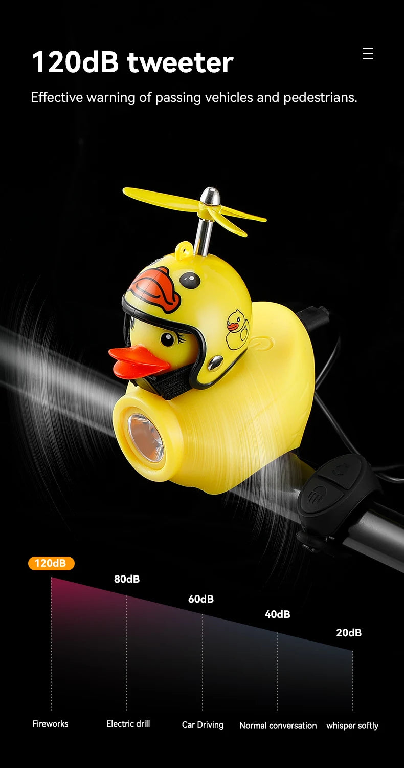 Lumière de vélo pour enfants, équitation de nuit, petit canard jaune, sonnette pour enfants, lampe de poche, phare de vélo pour cyclisme, lampe avant de vélo