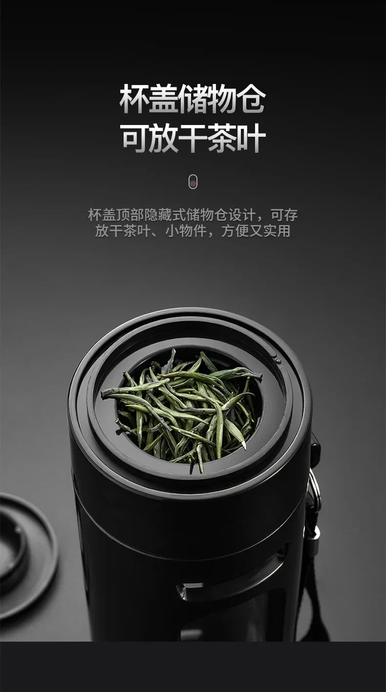 400, 600, 800, 1000ml glass bottle/cup with filter cord, plastic case, glass cup, water bottle, business gift, black/blue