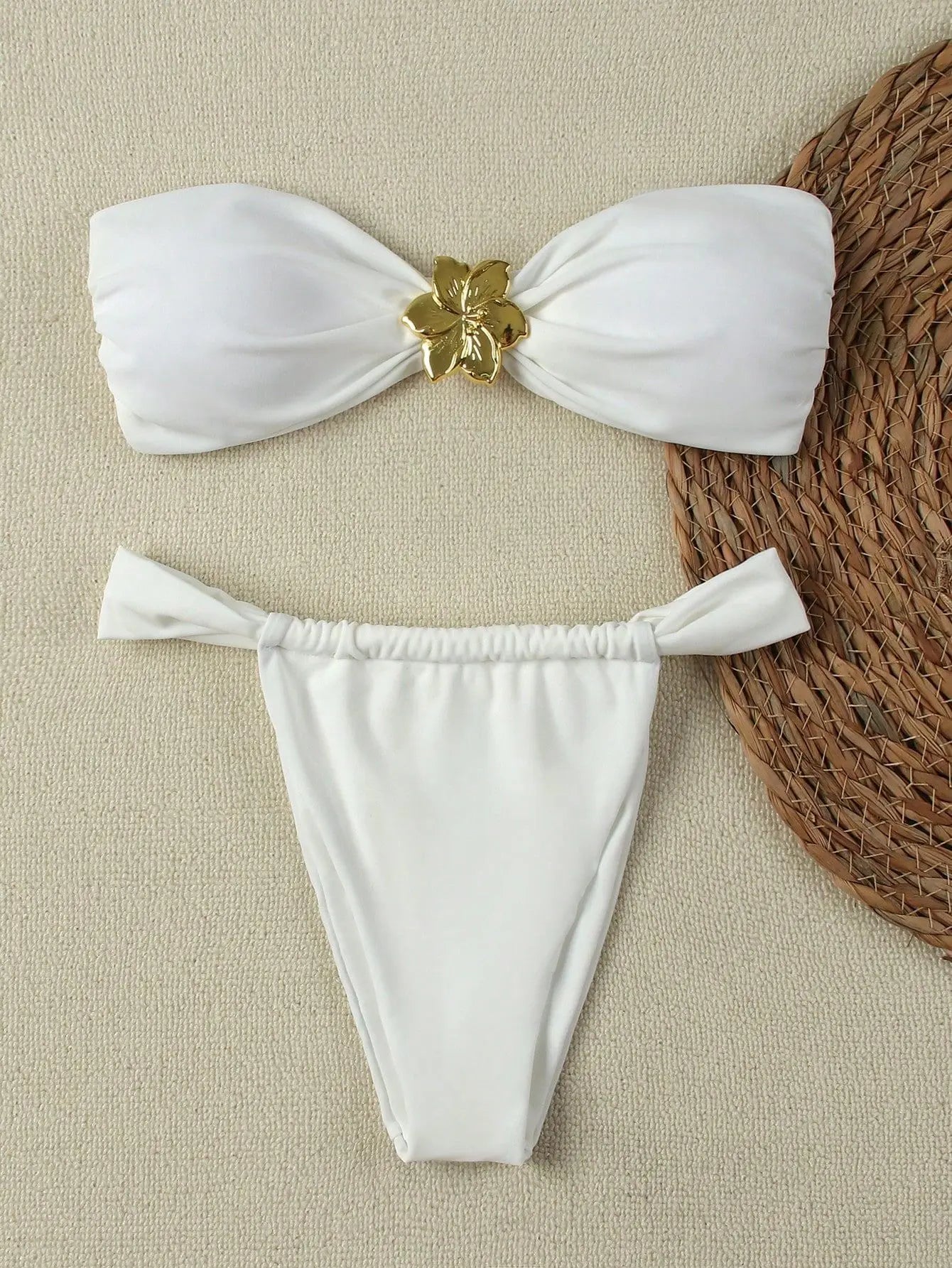 "2025 Sexy push-up bandeau bikini set - Brazilian string swimsuit for women" 