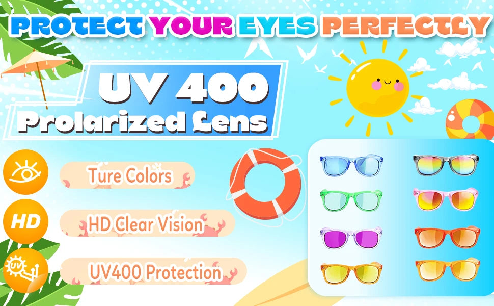 8 - 64pcs enfants lunettes de soleil cadeau de fête en vrac pour les enfants de 3 - 12 ans, lunettes de soleil translucides néon avec Protection UV 400, Pool birthday party Supplies Gift Bag pad