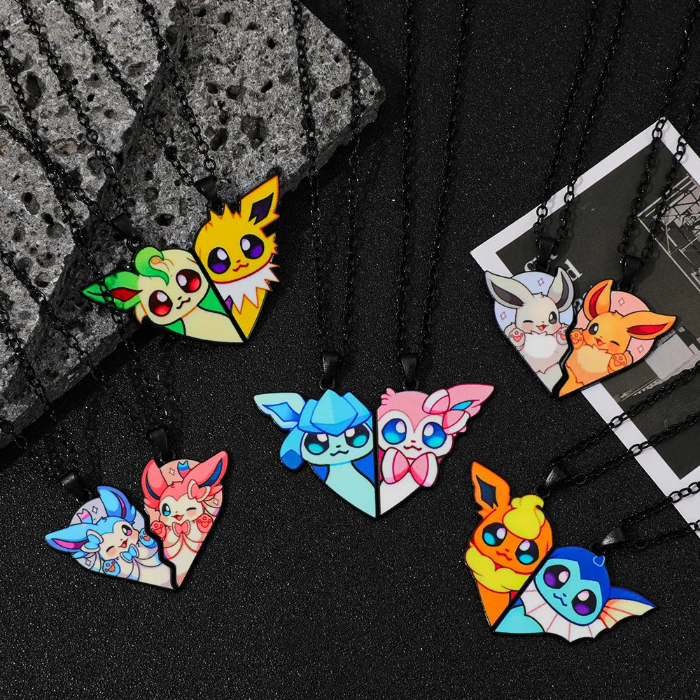 Ensemble de colliers Pokémon Eevee Evolution avec Umbreon, Espeon, Sylveon, Jolteon, pendentif Flareon, cadeau de bijoux animés pour les fans des femmes