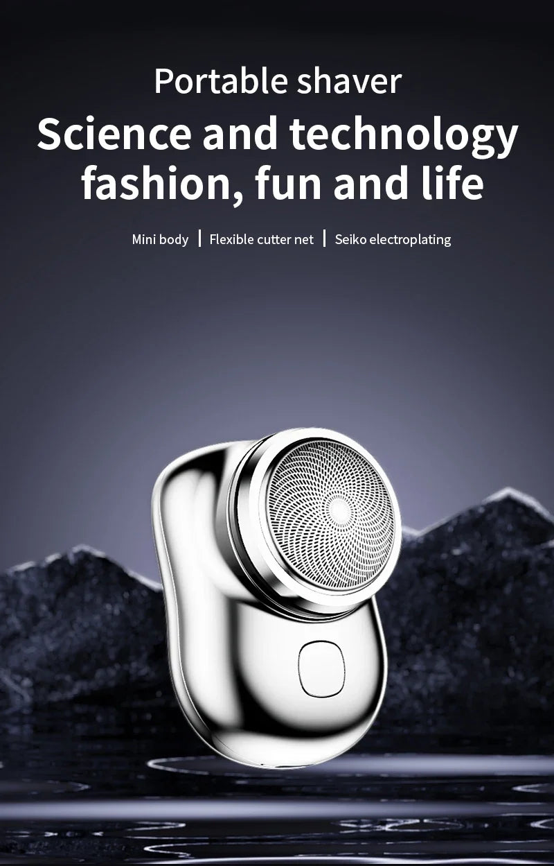 Mini electric shaver for men, wet and dry electric shaver, portable, pocket-sized, portable smart battery-powered tools for outdoor use