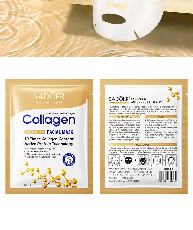 Masque Facial Anti-rides au collagène, 10 pièces, Anti-vieillissement, estompe les ridules, peau ferme, hydratant, éclaircissant, soins de la peau, cosmétiques coréens