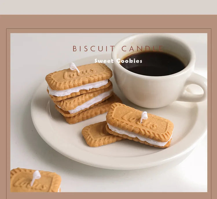 Cute handmade biscuit-shaped scented candle for aromatherapy, made of soy wax, for weddings, birthdays, parties, and home decoration.