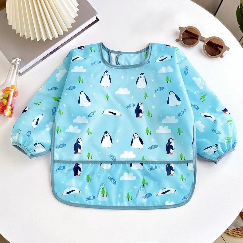 Bavoirs pour bébé, mignon, articles pour bébé, imperméable, manches longues, Smock artistique, tablier d'alimentation pour enfants