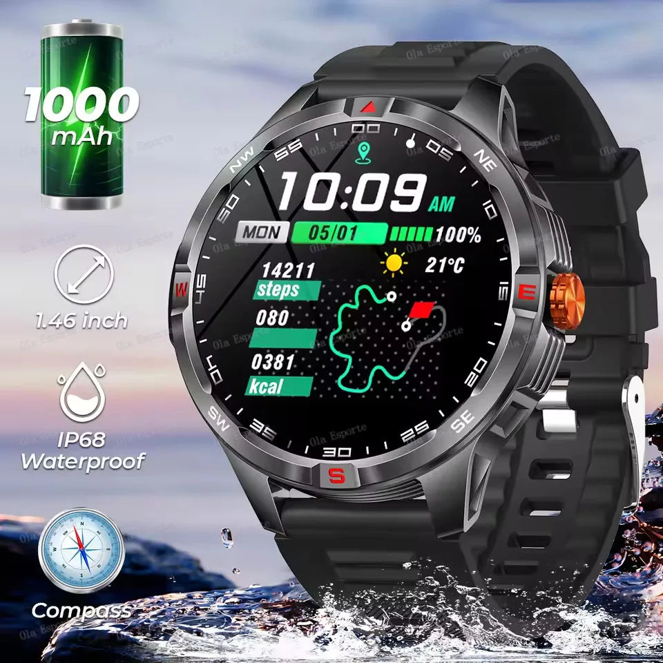 Montre intelligente 2025 boussole étanche surveillance de la santé et du sommeil grande capacité de batterie plus de 100 Modes de Sport hommes femmes Smartwatch en plein air