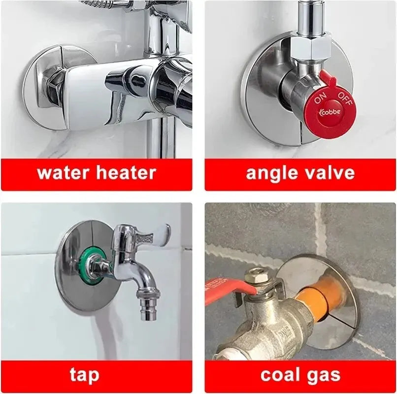 Couvercle décoratif de robinet auto-adhésif en acier inoxydable, 1 pièce, finition chromée pour tuyau d'eau, couvercles muraux, accessoires de salle de bains