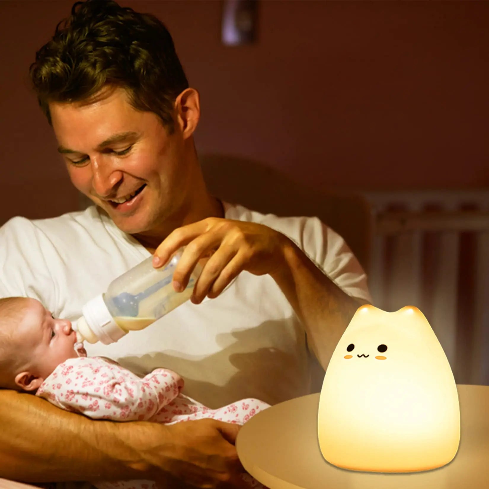 Veilleuse chat pour enfants lampe de nuit mignonne pour pépinière Squishy Silicone chat tactile lumières Portable cadeau pour enfants bébé enfants