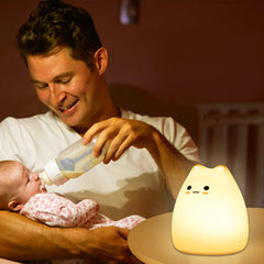 Veilleuse chat pour enfants lampe de nuit mignonne pour pépinière Squishy Silicone chat tactile lumières Portable cadeau pour enfants bébé enfants