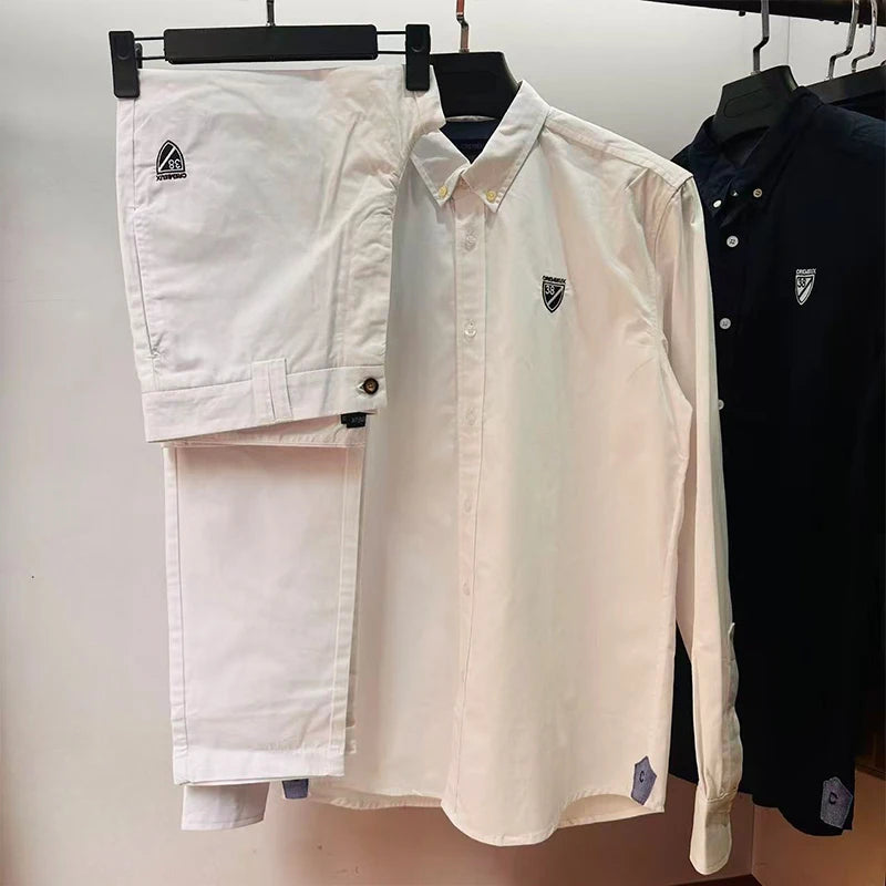 Cremieux quatre saisons survêtement Chemise pour Homme hommes chemise réglage deux pièces pantalons complets mode décontracté 100% coton Del France