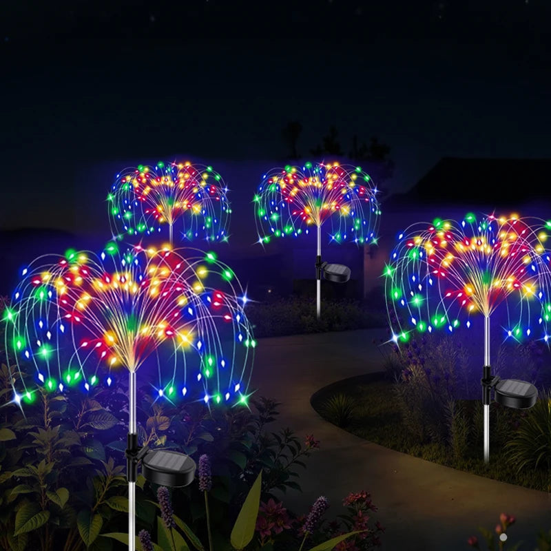 Le Patio solaire extérieur 420LED allume les lumières imperméables de paysage de fleur de feu d'artifice pour la voie de pelouse de cour