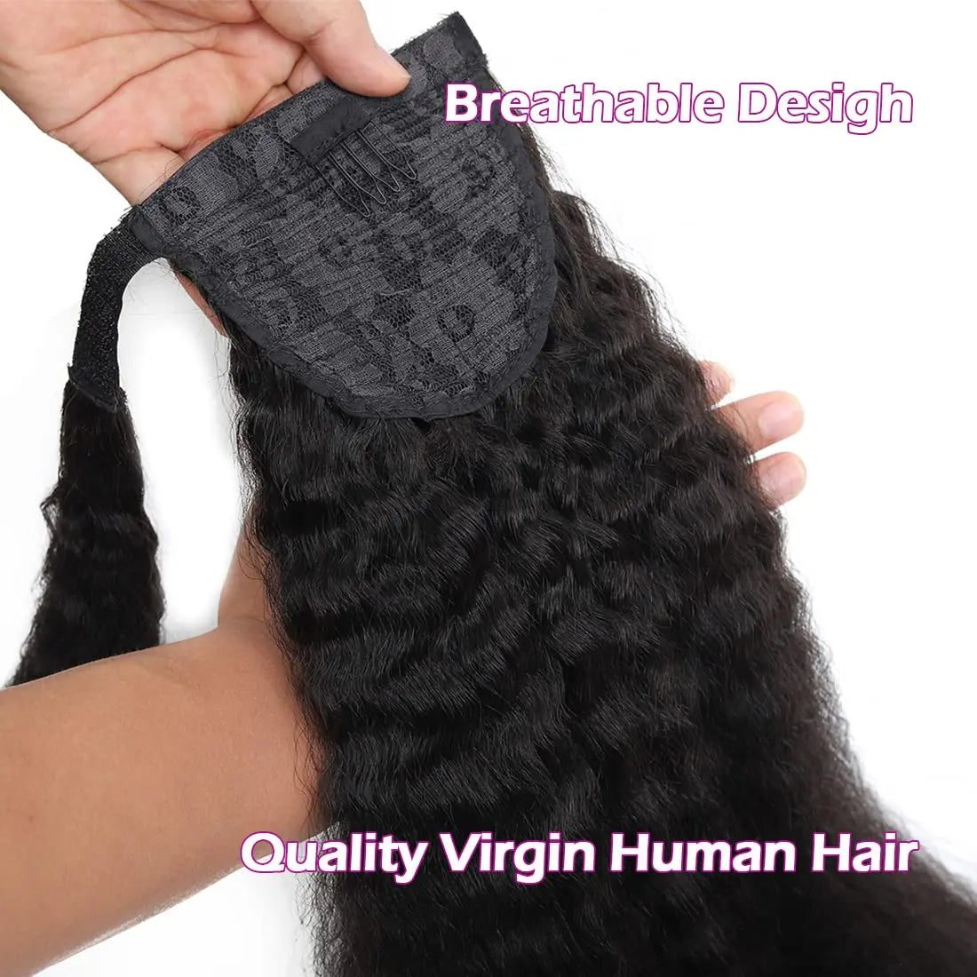100G queue de cheval Extensions de cheveux humains enveloppe droite autour de la prêle 100% Remy cheveux humains 10 "-32" Extension de queue de cheval pour les femmes