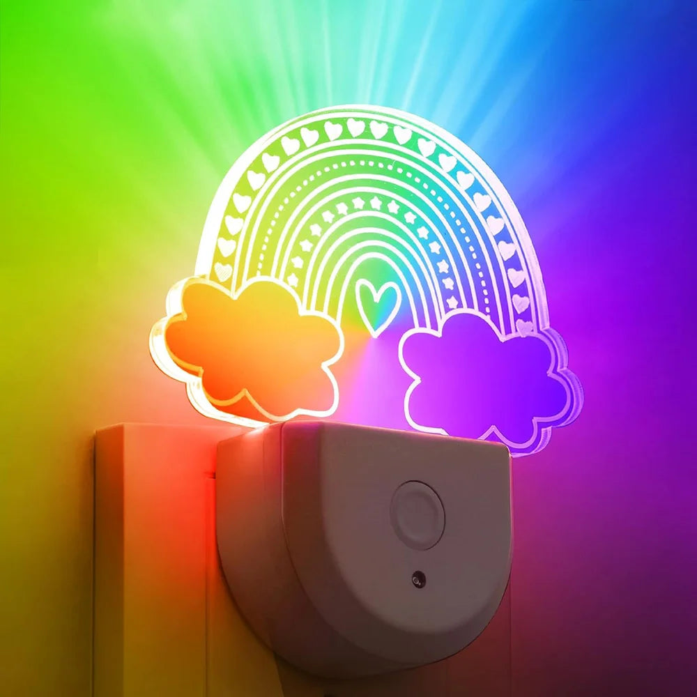 Veilleuses à brancher dans le mur, veilleuse à couleur changeante pour enfants, veilleuse LED RGB avec capteur du crépuscule à l'aube pour chambre d'enfants
