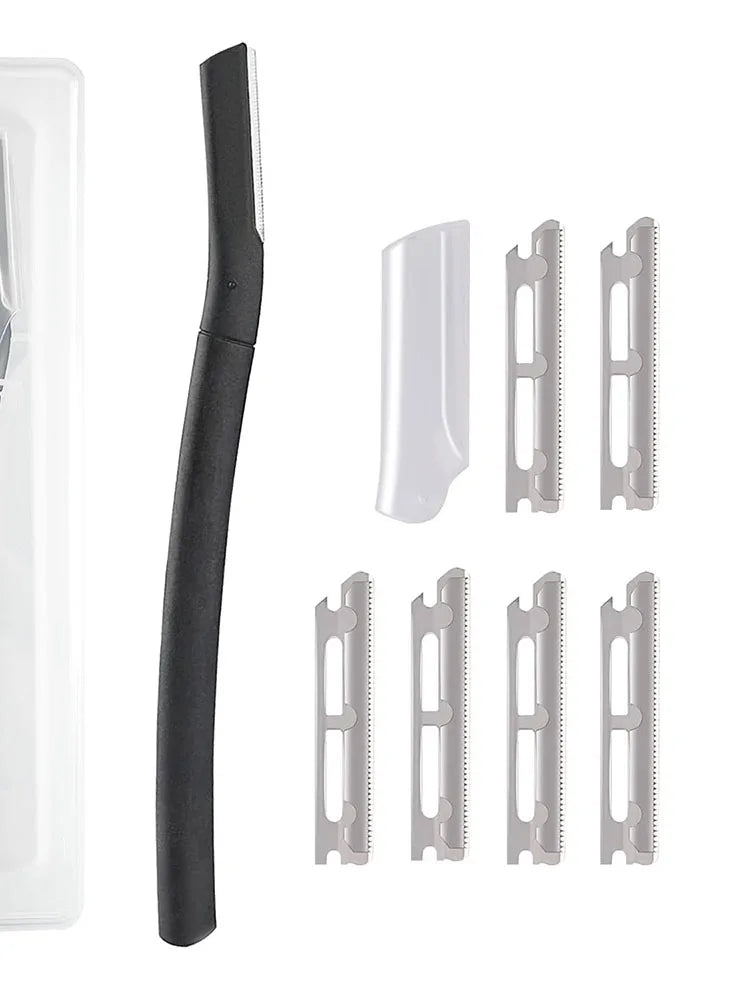 Eyebrow razor kit, beard trimmer, dermaplaning tool, shaper, facial razor for beard and mustache, with 6 sets of blades