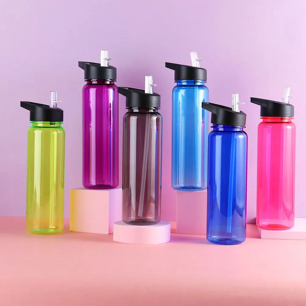 Bouteille d'Eau en Plastique Écologique pour Enfant, Gourde avec Paille, pour le dehors, la Randonnée, le Camping, l'École, sans BPA