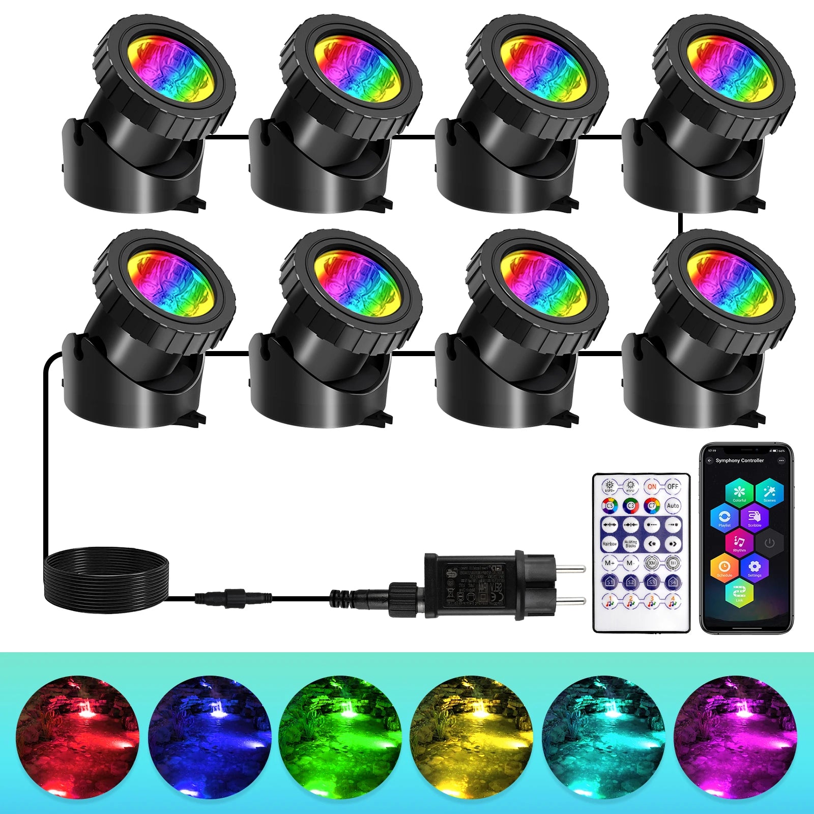 2/3/8/10 LED lumières étanche IP68 fontaine sous-marine étang Spot lumière paysage projecteur pour jardin APP télécommande