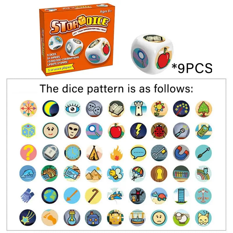 Jouets éducatifs pour enfants, dés d'histoire, amusant en famille, créatif, imaginatif, jeu de fête, pensée logique, amusant et interactif