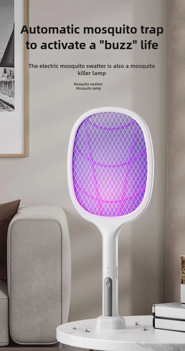 Tapette électrique anti-moustiques et lampe répulsive, Rechargeable par USB + Base, bâtons rechargeables, dispositif anti-insectes intérieur et extérieur 2 en 1