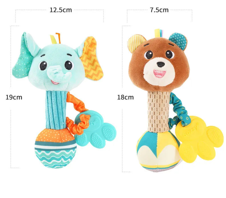 Hochets pour bébé, Animal en peluche doux, poignée à main, jouets pour bébé, Shaker froissé, grinçant, jouets apaisants sensoriels, cadeaux pour tout-petits