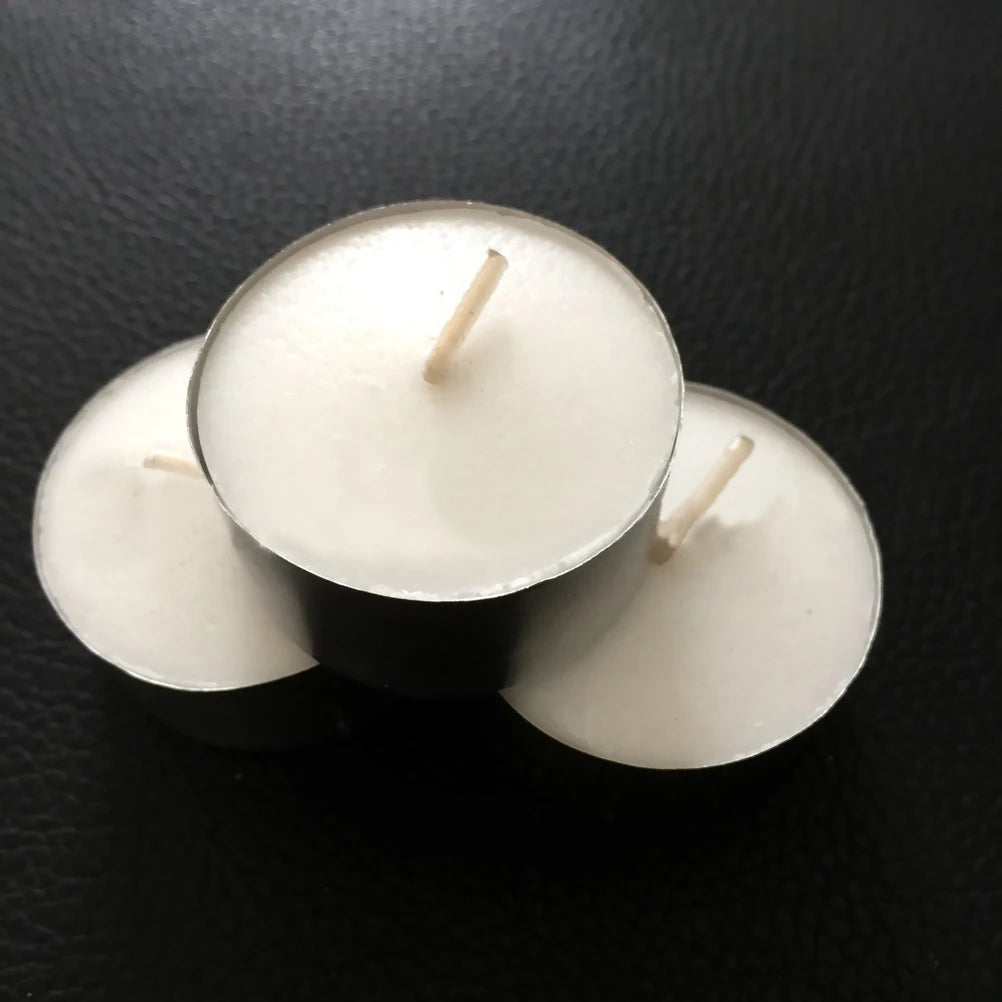 Bougies chauffe-plat en cire de paraffine naturelle, 50 pièces, bougies votives non parfumées sans fumée pour fête de mariage, noël, nouvel an