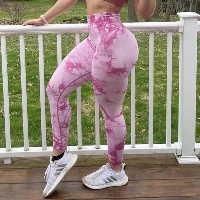 WAREBALL nouveau cravate colorant pantalons de Yoga Leggings de gymnastique femmes sans couture taille haute Push Up Sport collants Fitness entraînement Leggins
