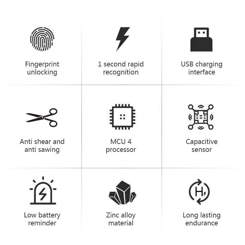 Serrure biométrique à empreintes digitales, noire, Intelligence, sans clé, pour armoire, tiroir intelligent, antivol, porte longue durée de veille
