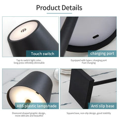 LED lampe de bureau Usb lampe de Table Rechargeable sans fil tactile 3 couleurs bureau veilleuse Bar Restaurant créatif lumière ambiante décor