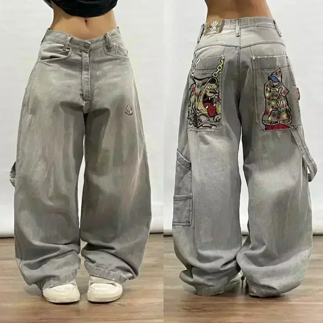 American Y2K 2025 New Baggy Wide Leg Black Oversized Jeans Women's Casual Street Joker Denim Pants Couple Jeans Vintage Streetwear