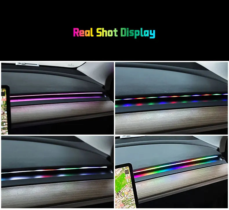 Lumière ambiante LED USB pour voiture, bandes acryliques 64 couleurs, RVB pleine couleur, intérieur de voiture, application cachée, télécommande, lampe de escale, 110cm
