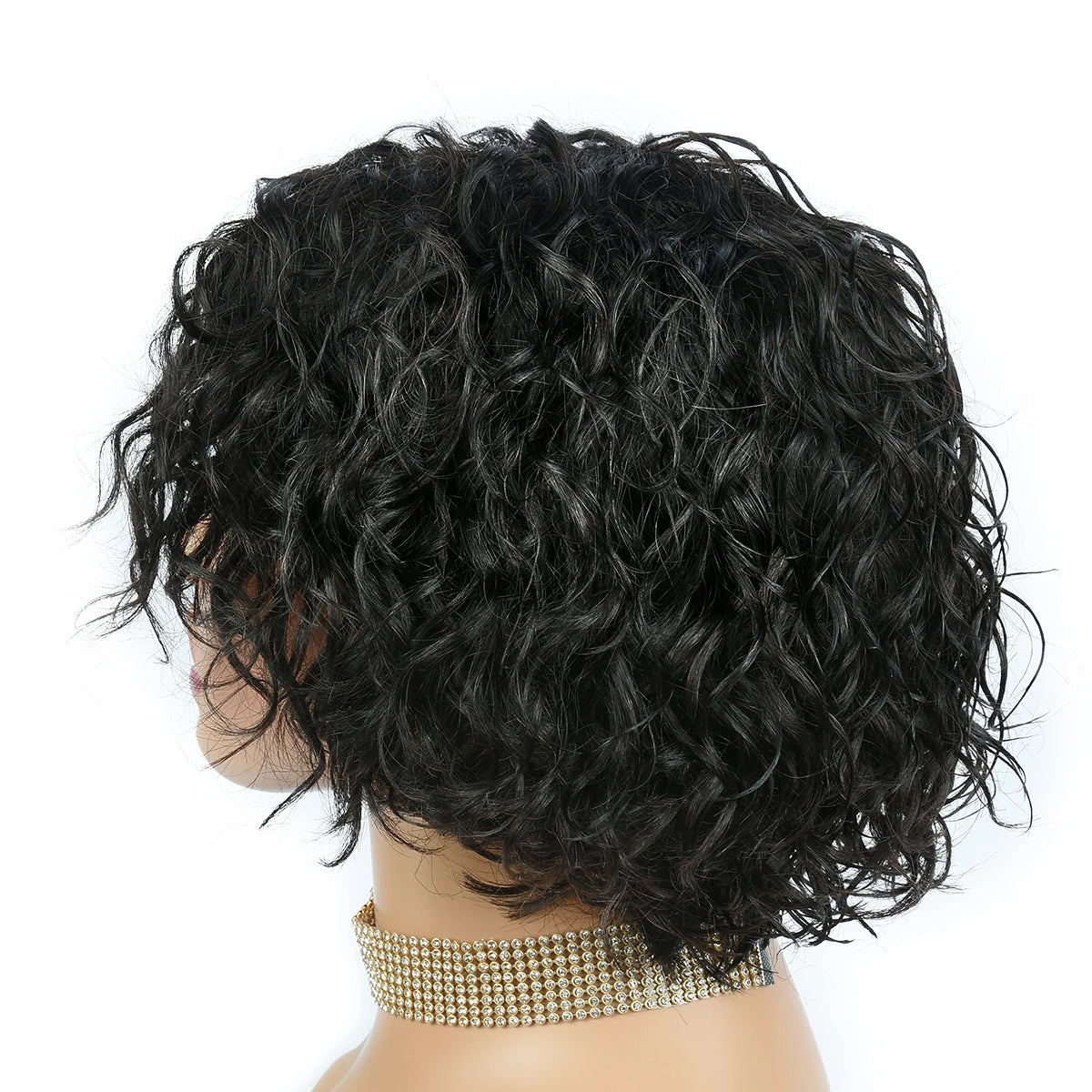 HairUGo-Perruques de cheveux humains bouclés pour femmes, entièrement fabriquées à la machine, document naturel, coupe lutin