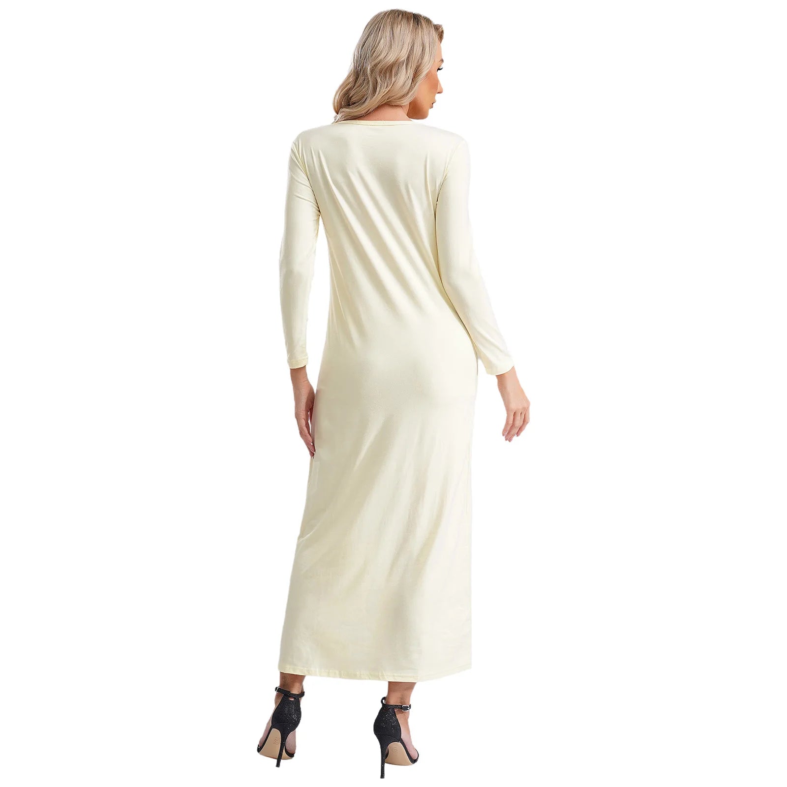 Femmes Abayas robe arabe islamique à manches longues prière musulmane dubaï caftan longues Robes ample basique Maxi robe longue dubaï caftan