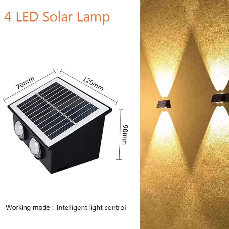 Projecteur extérieur 4/6/8LED lampe murale solaire éclairage supérieur et inférieur lampadaire étanche à énergie solaire pour balcon cour
