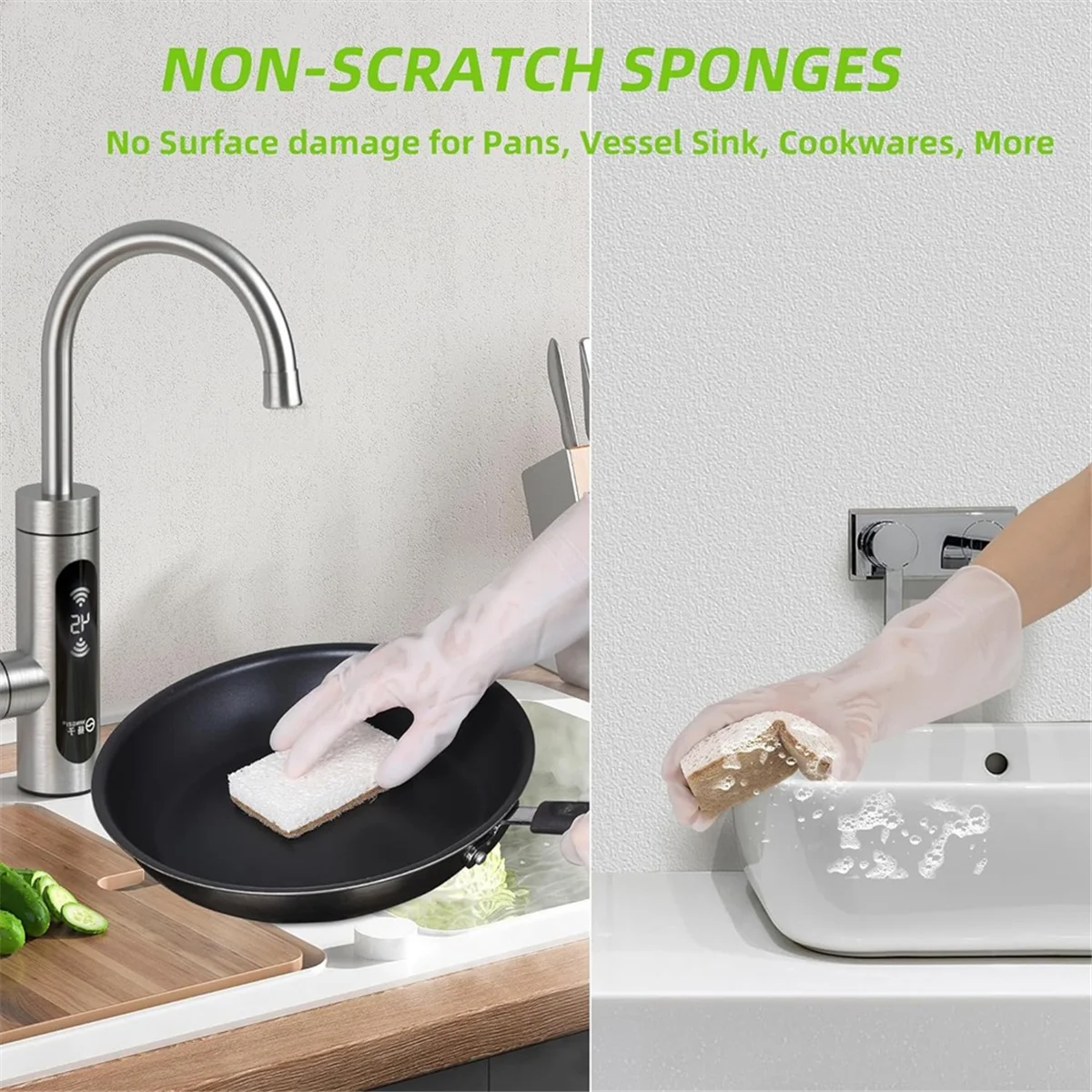 Paquet d'éponges naturelles écologiques pour la vaisselle, éponge de cuisine bionickel able avec épurateur AMP compostable, 12 pièces