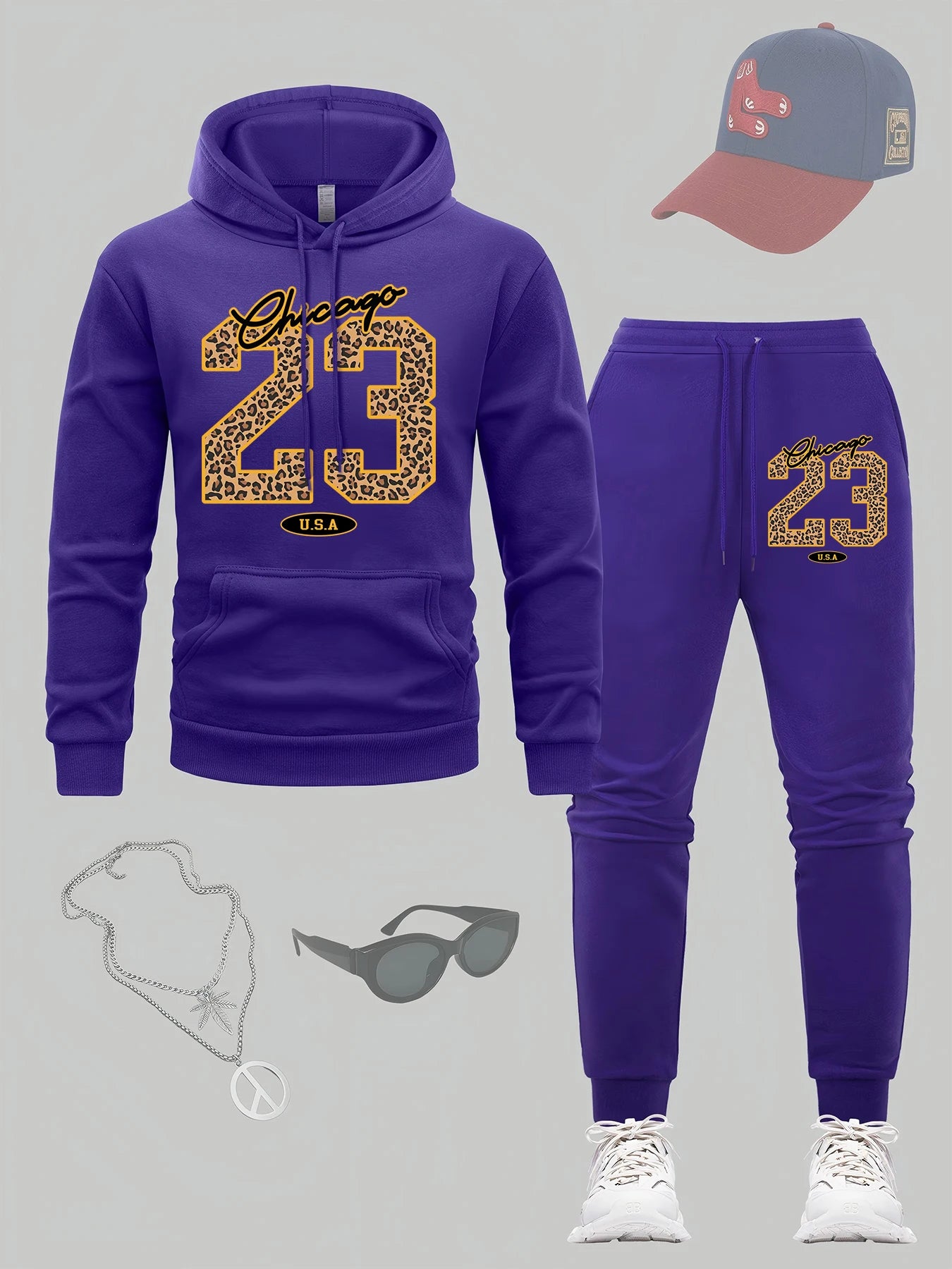 Chicago 23 Usa sweat à capuche imprimé ensemble hommes automne vêtements de sport décontractés ensembles polaire mode pull tout-Match Hip Hop mâle pantalons de survêtement