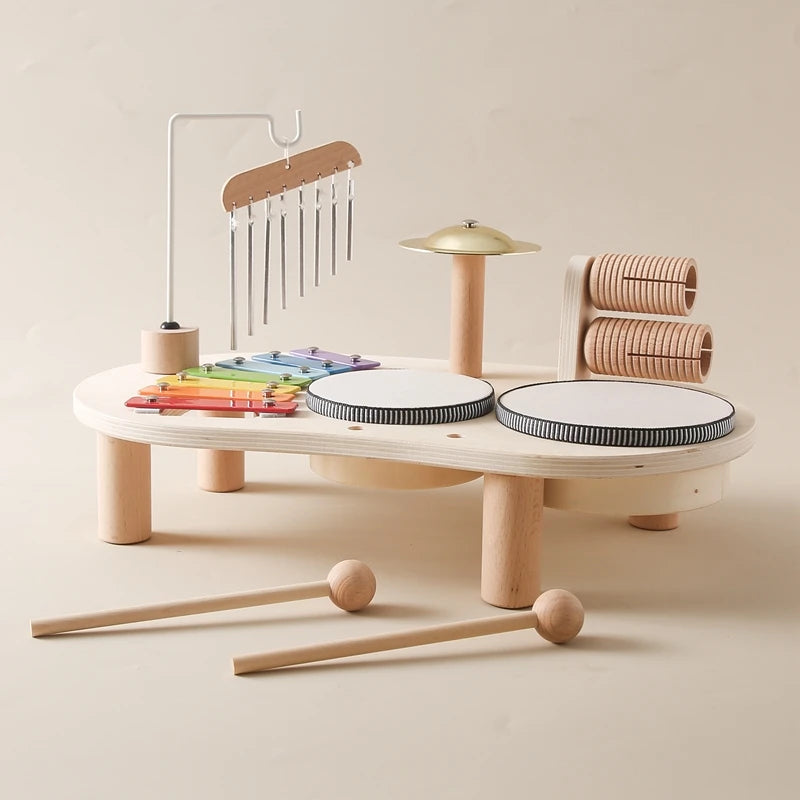 Jouets éducatifs pour bébés, cloches éoliennes en bois, jouets musicaux Montessori pour enfants, Xylophone, cadeaux d'anniversaire pour nouveau-nés, jouets de Table musicale