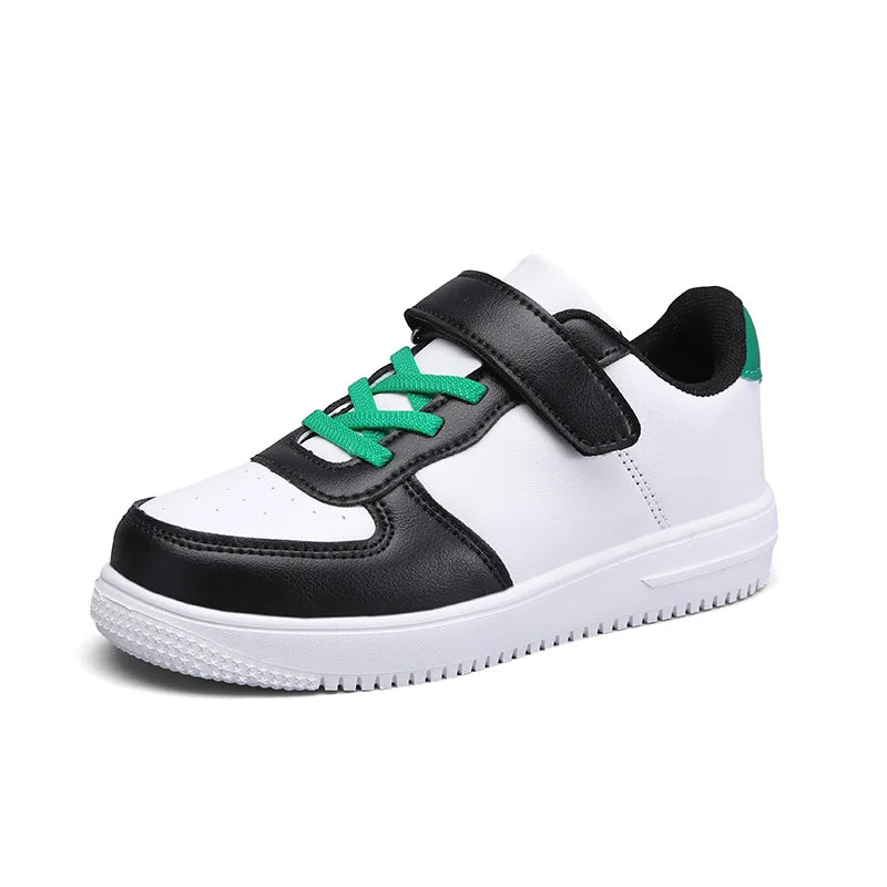 Chaussures noires pour enfants, baskets de sport en cuir pour garçons de 6 à 12 ans, décontractées, de Tennis, nouvelle collection 2024
