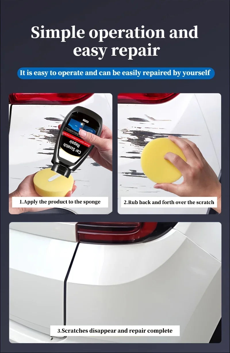 Car scratch remover, paint care tools, paint remover, scratch repair, polishing, car body, grinding compound, scratch warning