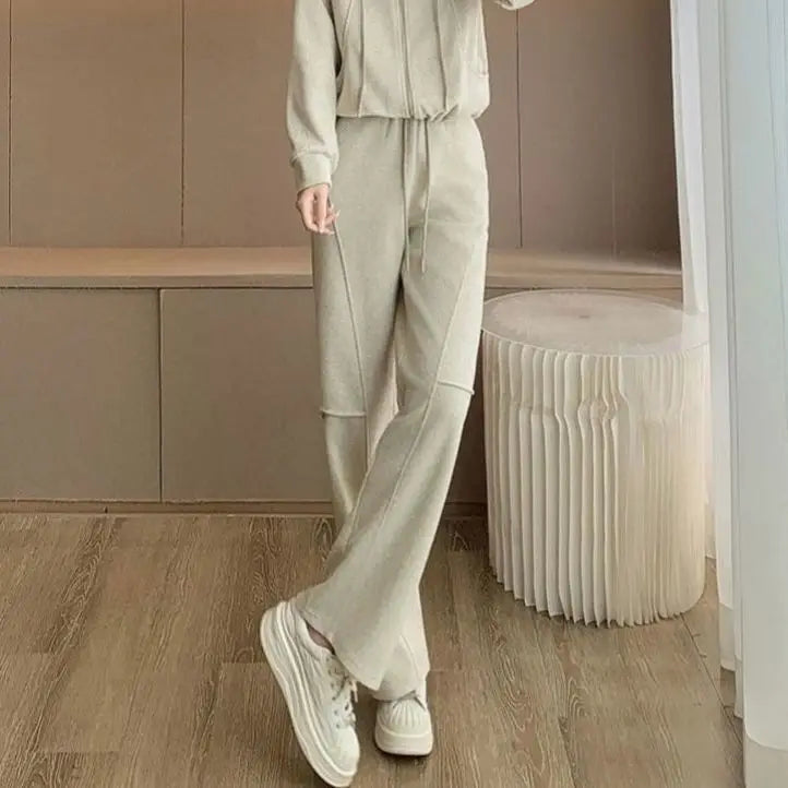 Fashionable slimming hooded set for women, two-piece Korean style set, trendy, youthful look, casual outfit, new autumn/winter collection