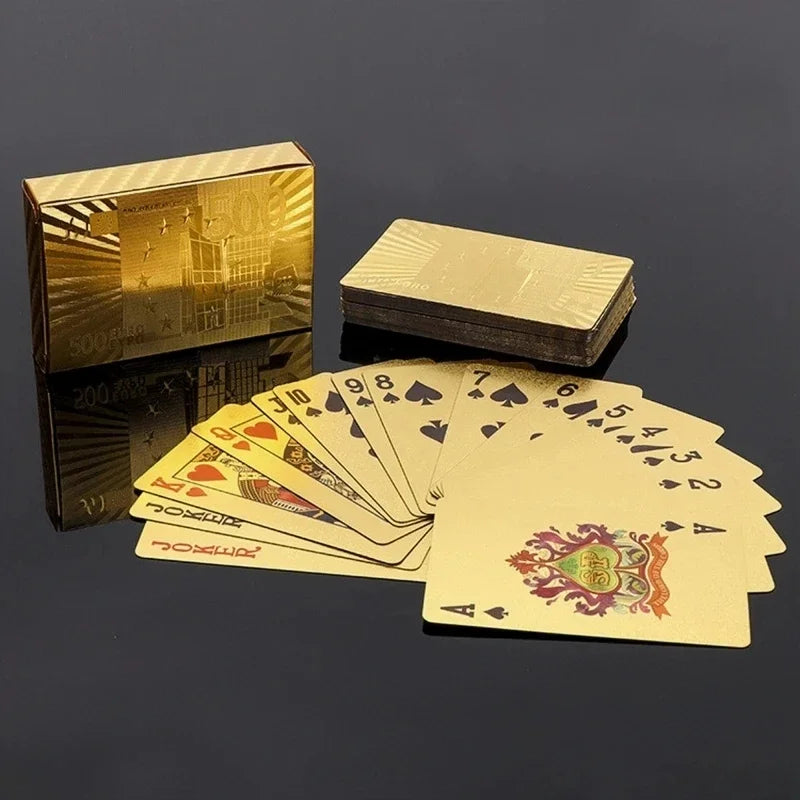 Carte de Poker en feuille d'or cartes à jouer en plastique de Style européen accessoires jeu de cartes étanches outils magiques