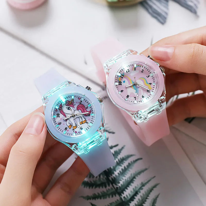 UTHAI C22 montre pour enfants montres brillent la nuit Quartz horloge numérique bracelet en Silicone mignon filles école primaire