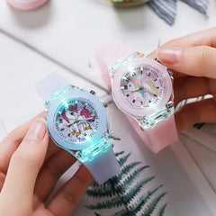 UTHAI C22 montre pour enfants montres brillent la nuit Quartz horloge numérique bracelet en Silicone mignon filles école primaire