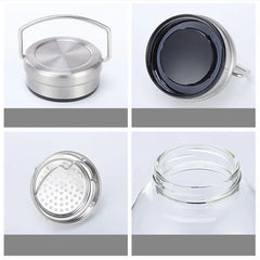 Bouteille d'eau en verre de 2L avec sangle, bouteilles d'eau de Sport, voyage en plein air, verres portables étanches, bouteille de thé en verre avec infuseur