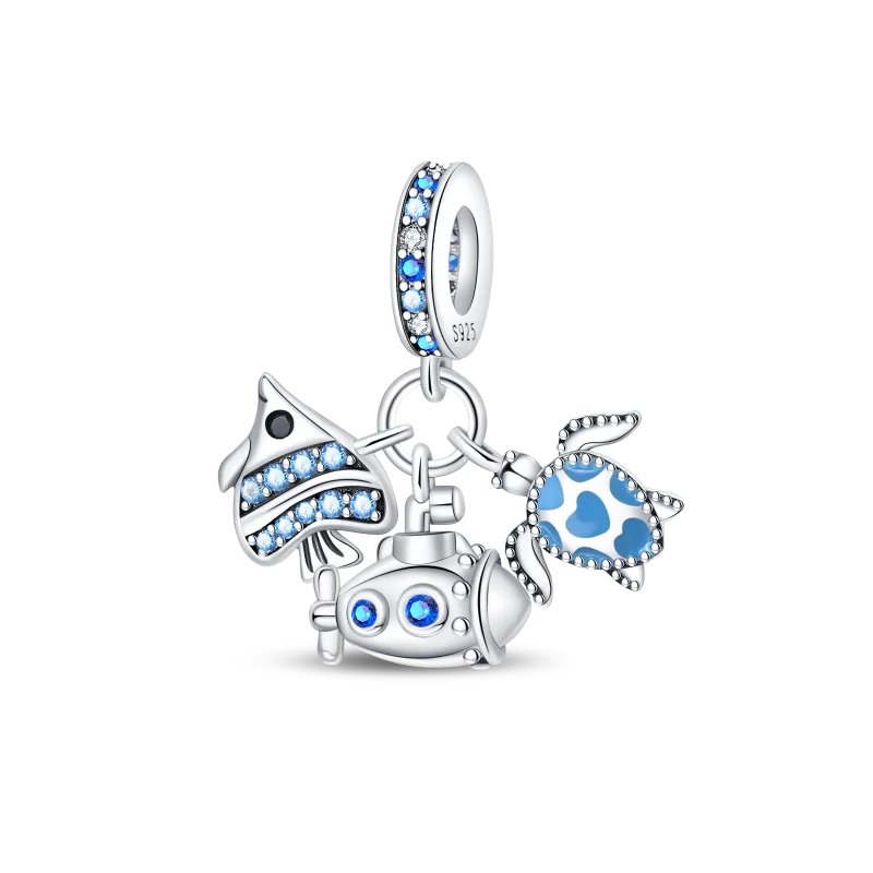 Pendentif de Collection d'écologie marine en argent Sterling 925, mignon, méduse, hippocampe, baleine et tortue, bijoux fins, cadeau de fête sur la plage