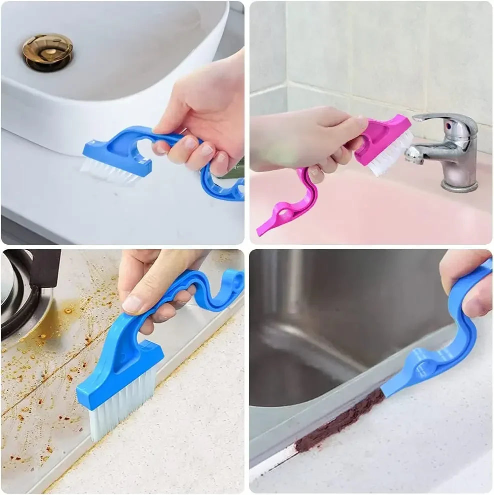 Brosse de nettoyage des espaces de fenêtre 2 en 1 et pelle plate, outil de nettoyage ménager pour cuisine, salle de bain, toilettes