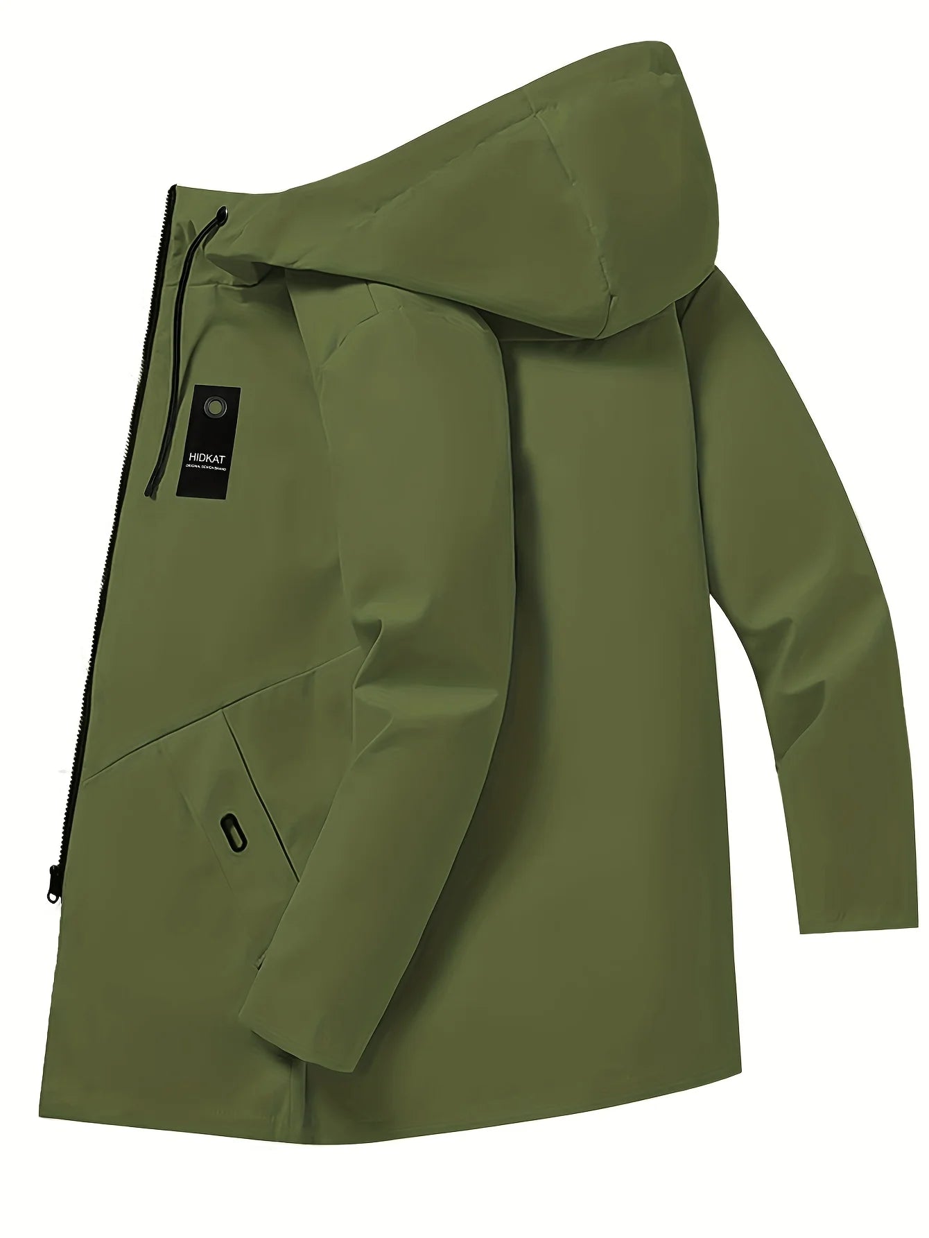 Men's fashionable casual jacket with hood and drawstring, solid color, suitable for spring and autumn casual wear