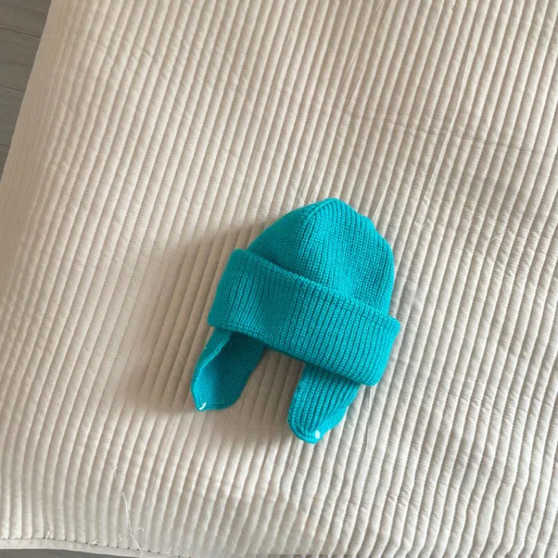 Bonnet en tricot coréen pour bébé, bonnets solides pour enfants, bonnet pour enfants, bonnets de protection des oreilles pour filles et garçons, automne et hiver